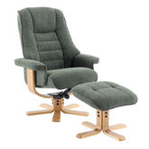 Scandi Fabric Swivel Recliner Chair with Footstool - Pendle Village Furniture